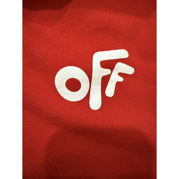 Off-White Hoodie Youth 6 Red Zip Up OFF Logo Diagonal Stripes Boys Girls NEW - Picture 3 of 10